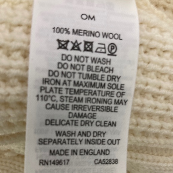 White Mens 100% Merino Wool Sweater Size M - Picture 5 of 6